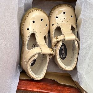 FootMates Kids Cream T-Strap Dress Shoes